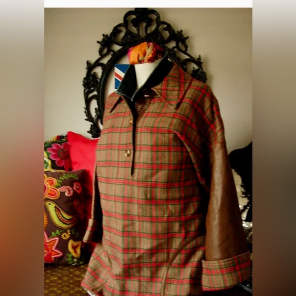 RARE Vintage GUCCI Heritage Tartan Plaid Leather Pullover Retro Mod 1960's GG Sm - Picture 2 of 13
